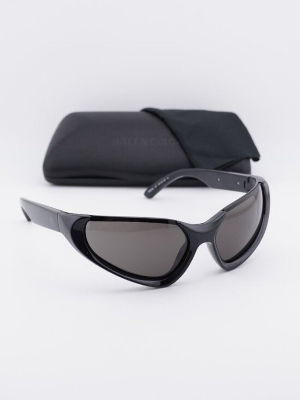 Balenciaga BB0202S 001 Unisex Geometric Sunglasses - Black / Grey